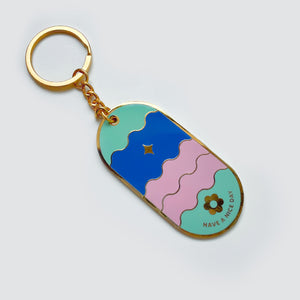 Blue Abstract Keychain