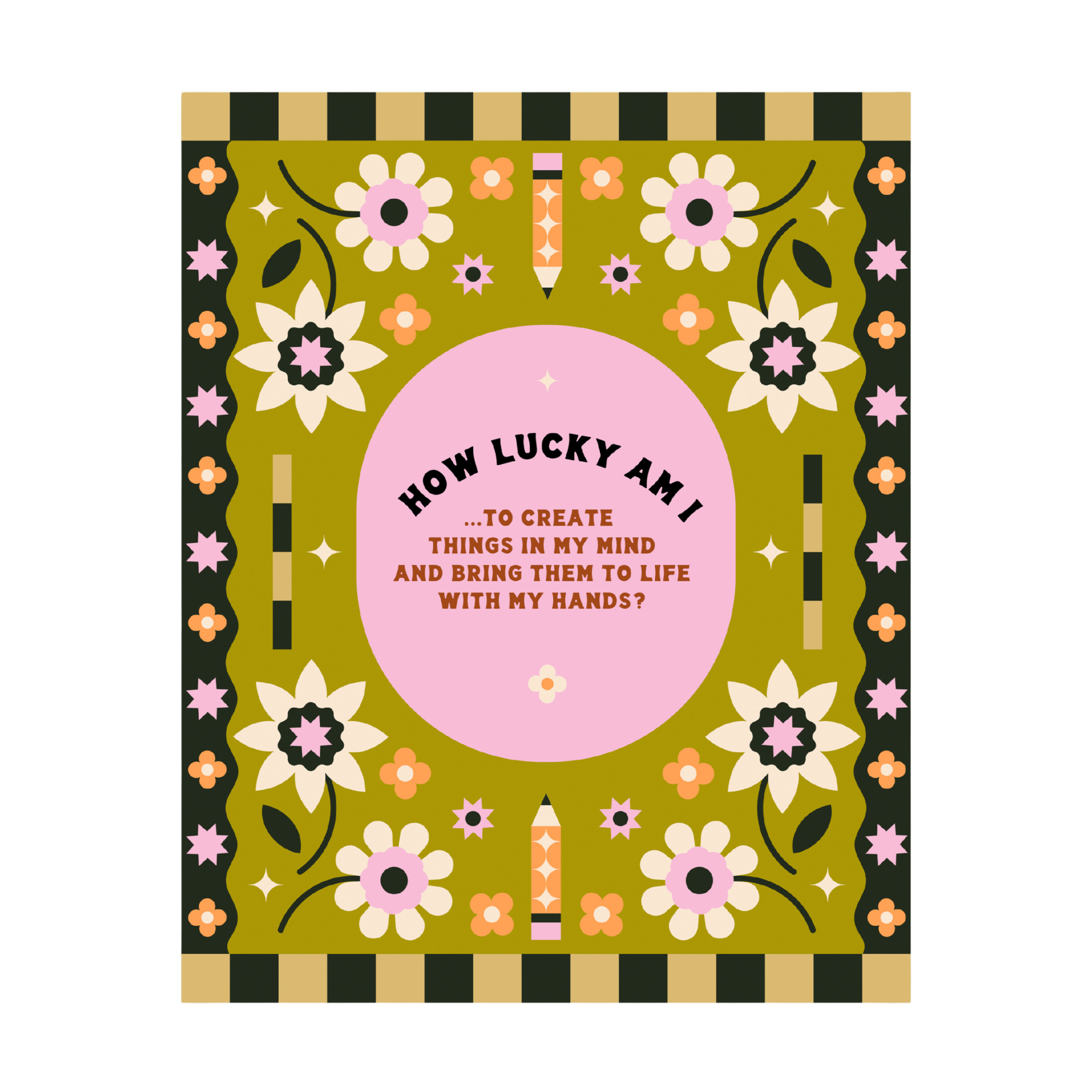 Decorative book cover with floral design and motivational quote on a green background