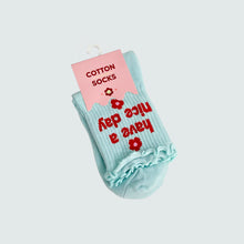 Load image into Gallery viewer, Blue Ruffle Cotton Socks