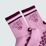 Maroon Script Grip Socks