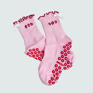 Pinky Ruffle Grip Socks