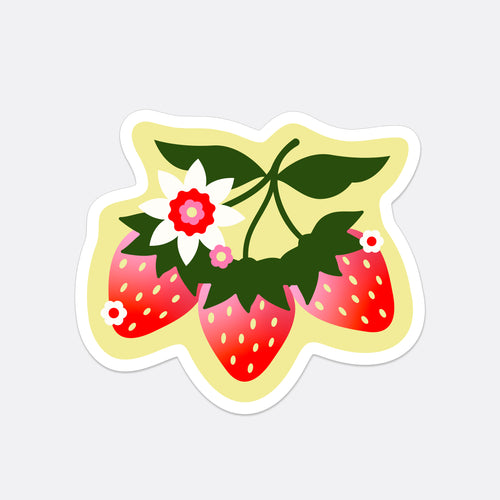 Strawberries Clear Die Cut Sticker