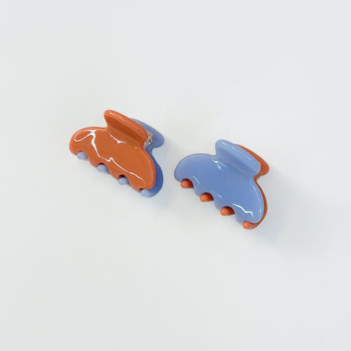 Periwinkle/Burnt Orange Jelly Hair Claws- Set of 2