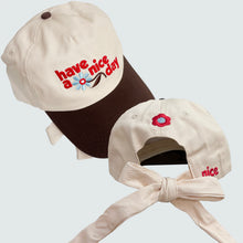 Load image into Gallery viewer, Have A Nice Day Brown Bow Hat