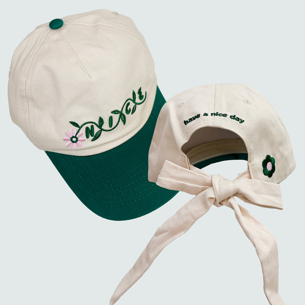 Have A Nice Day Green Bow Hat