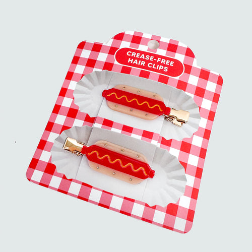 No Crease Hot Dog Hair Clips- Set of 2