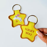 Lucky Bunny Star Patch Keychain