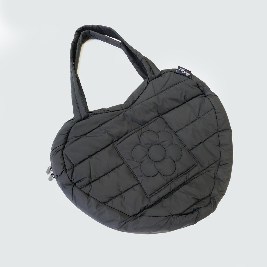 Heart Puff Bag- Black