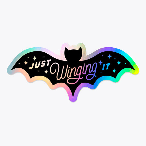 HALLOWEEN Winging It Bat Holographic Sticker