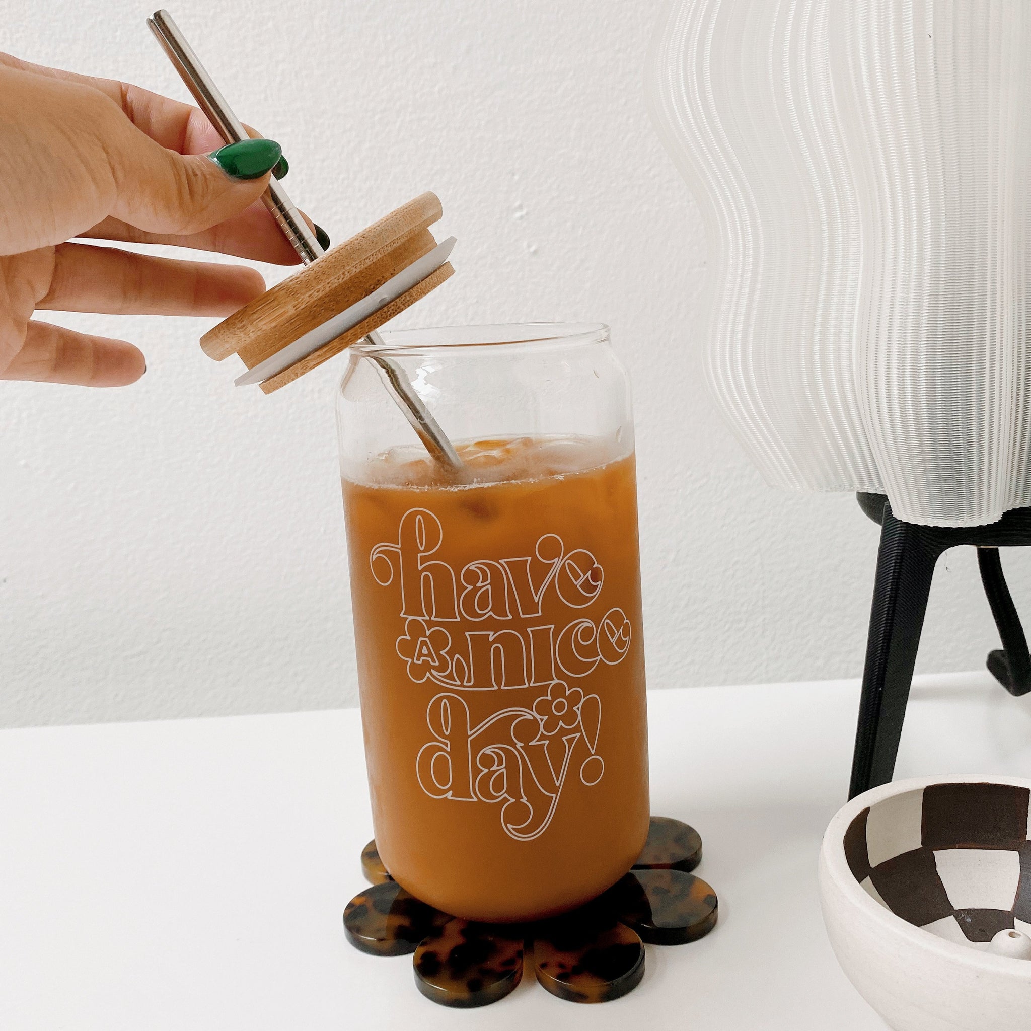 Be Kind & Do Good Glass Cup with Straw