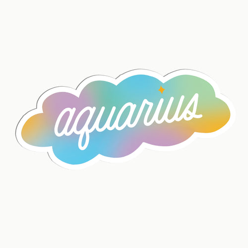Gradient Aquarius Clear Die Cut Sticker