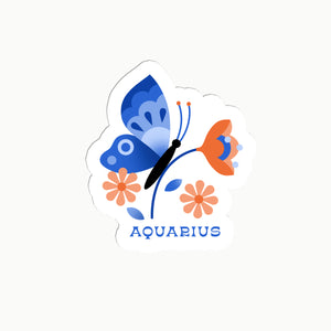 Aquarius Butterfly Clear Sticker