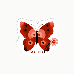 Aries Butterfly Clear Sticker