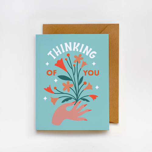 Thinking Of You Teal Greeting Card