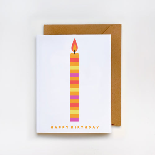 Candles Stripes Birthday Greeting Card