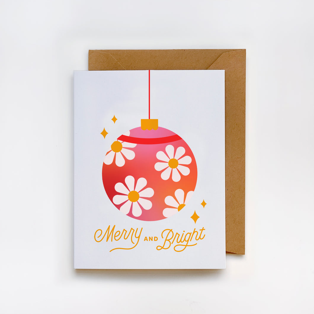 Merry and Bright Ornament Holiday Greeting Card