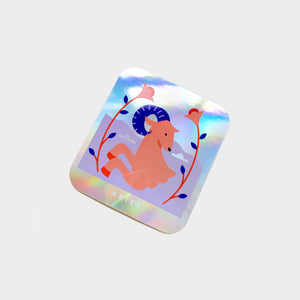 Aries Holographic Rectangle Sticker