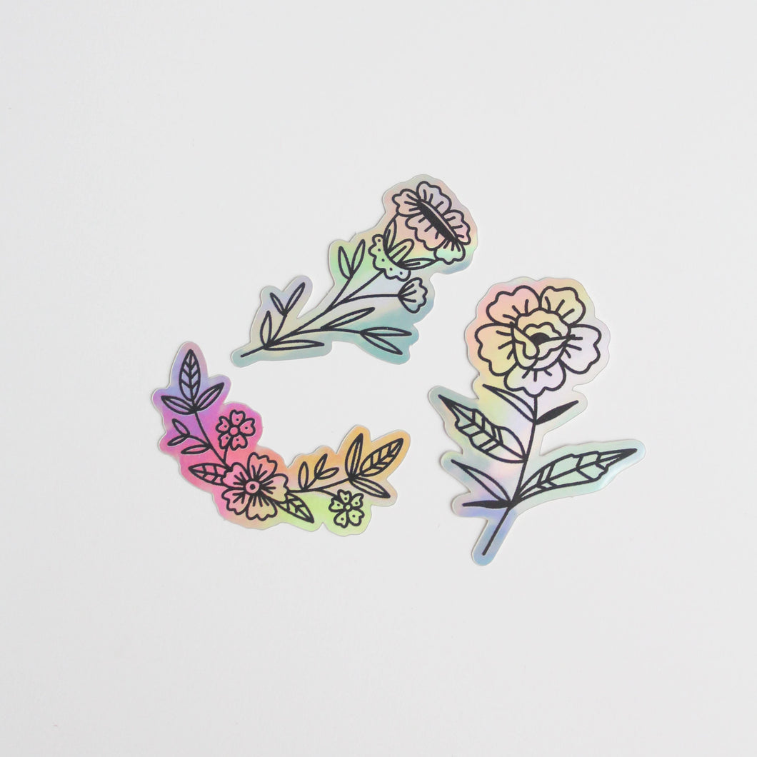 Floral Holographic Sticker Set