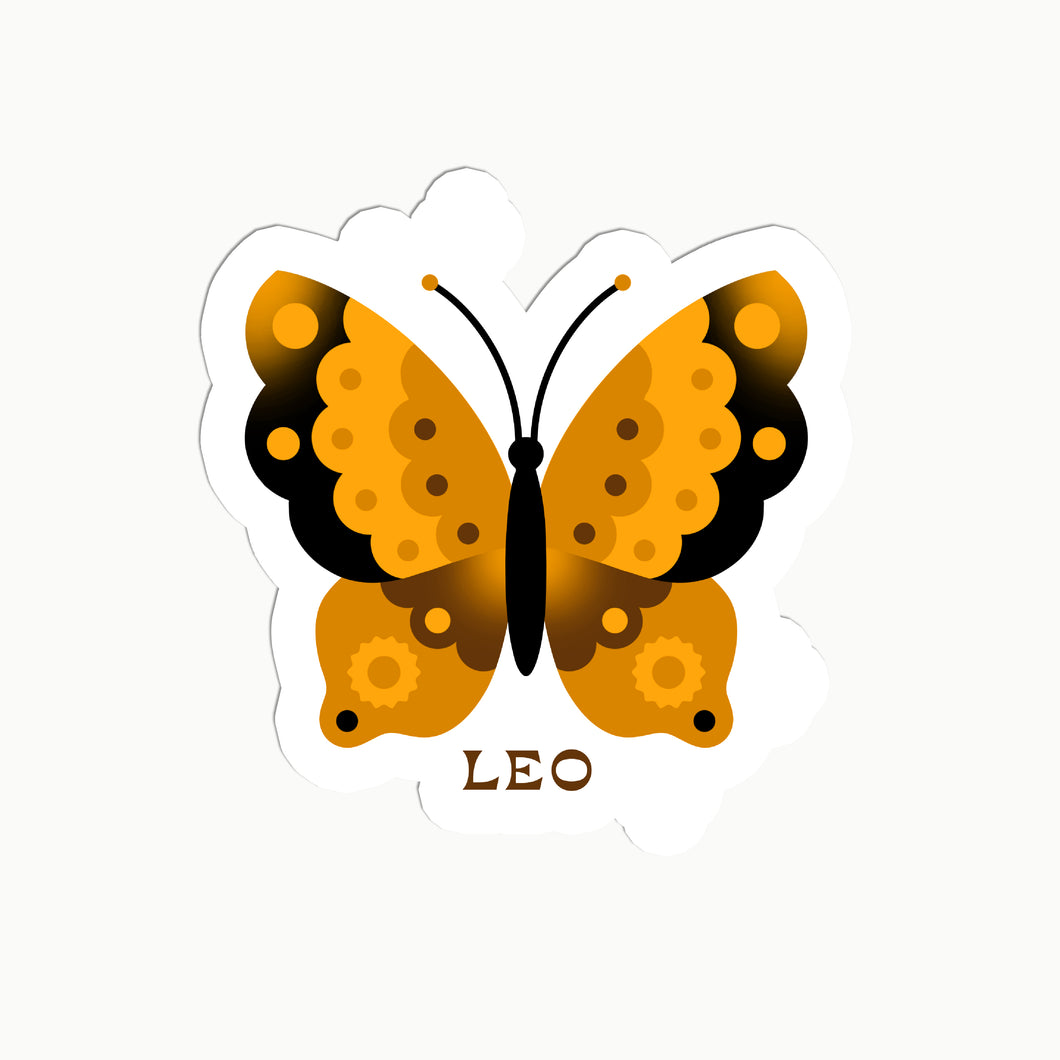 Leo Butterfly Clear Sticker
