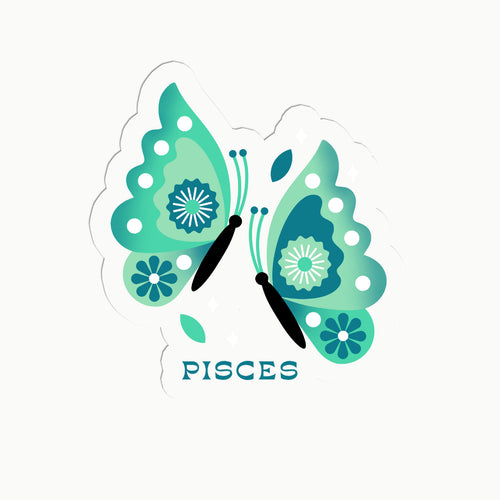Pisces Butterfly Clear Sticker