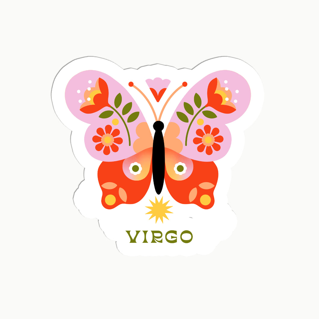 Virgo Butterfly Clear Sticker