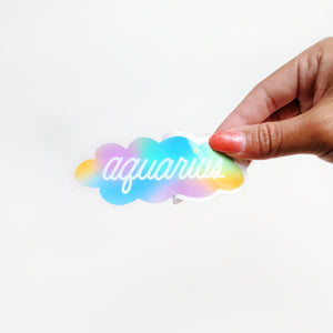 Gradient Aquarius Clear Die Cut Sticker